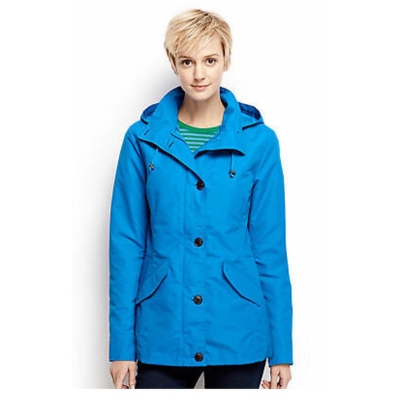 LANDS END CHESAPEAKE BLUE STORM‎ RAKER RAIN JACKET W HOOD SIZE MEDIUM - Picture 1 of 9